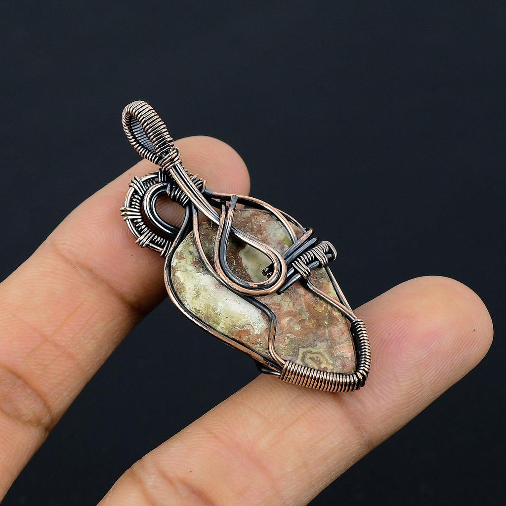 Crazy Lace Agate Gemstone Pendant Handmade Jewelry, 999 Copper Wire Wrapped Pendant Sodalite Jewelry, Gift For Her Women Pendant Brand New Pendant
