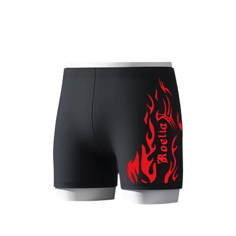 Junwen Men s Plus Size Flame Print Swim Trunks