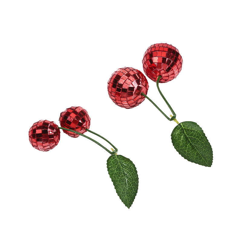 Disco Ball Cherry Decoration Pendant Decoration Room Decoration Mirror Ball with Leaf Props