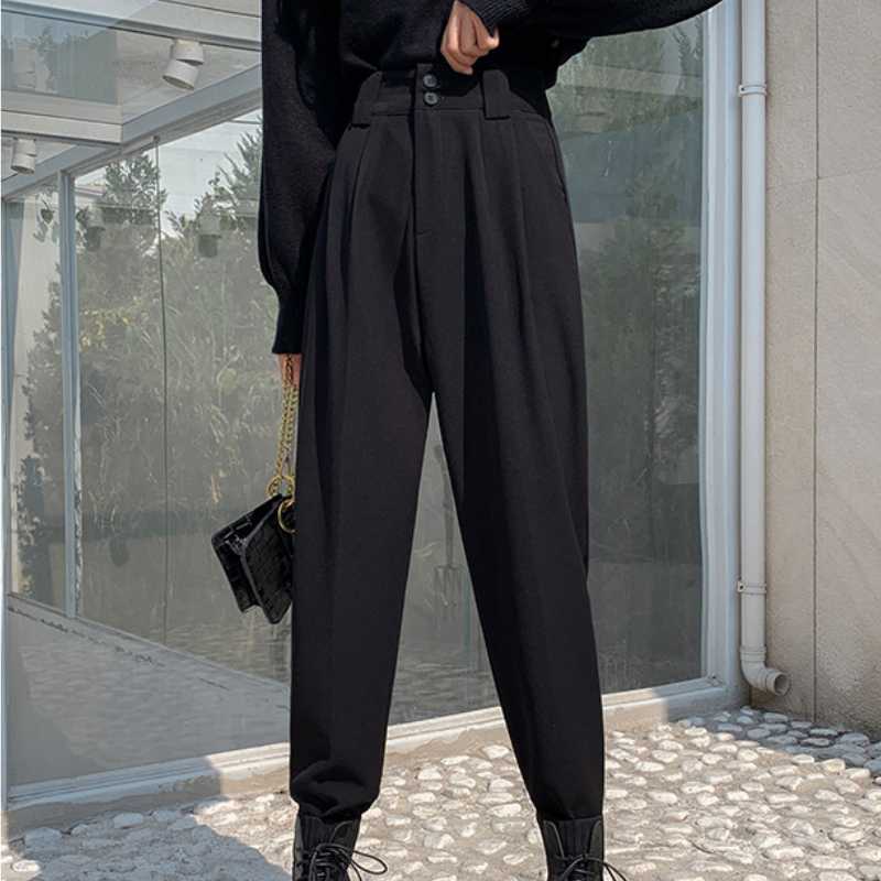 2021 Otoño Invierno Mujer Moda Trajes Clásicos Pantalones Mujer Cintura  Alta Bolsillos Botón Pantalones Harén Damas Coreanas Sueltas Streetwear  Pantalones Rectos comprar a buen precio — entrega gratuita, reseñas reales  con fotos — Joom