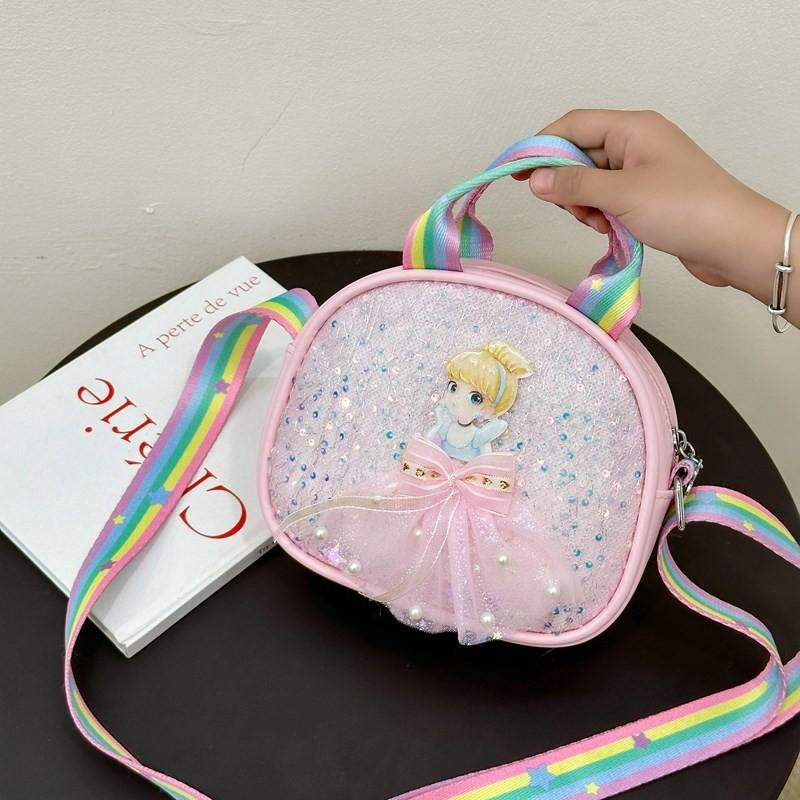 Bow Cartoon Cute Girl Pattern Childrens Shoulder Bag With Design Sequins