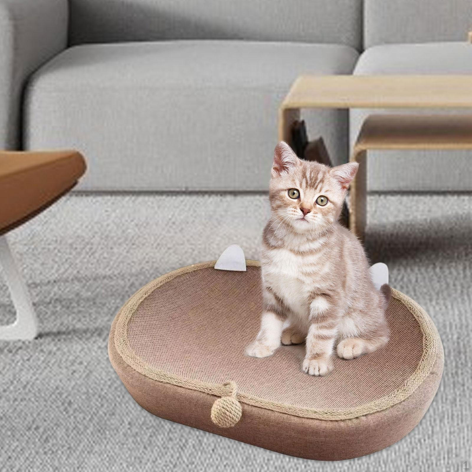 

Кровать-когтеточка для кошек 2 в 1, овальная сизаль, игрушка-когтеточка для сна для домашних кошек с 60cmx40cmx8cm
