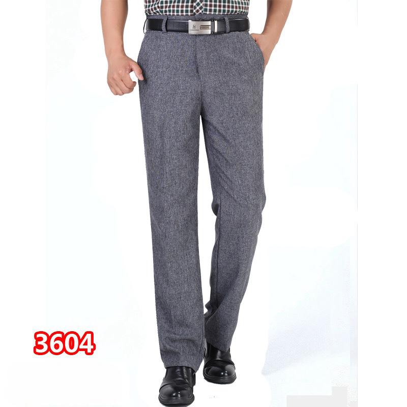 New Summer Thin Section Men's Casual Trousers High Waist Loose Men's Trousers Middle-aged Business Casual Straight Men's Trousers