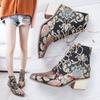 Large Size Thick Heel Pointed High Heel Embroidered Martin Boots Women's 20 Autumn and Winter New Embroidered Women's Short Boots