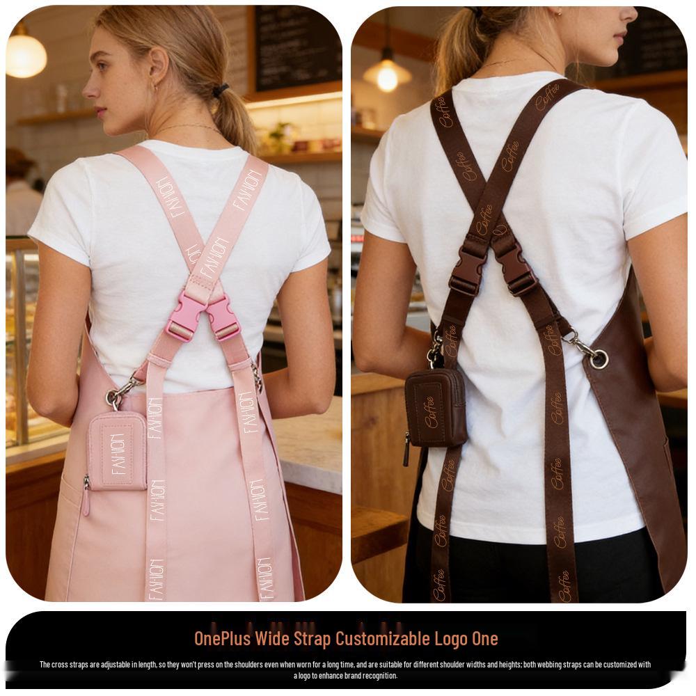Waterproof PU Leather Apron for Hairdressing, Barbecue, and Cafe Use, with Custom Logo Option