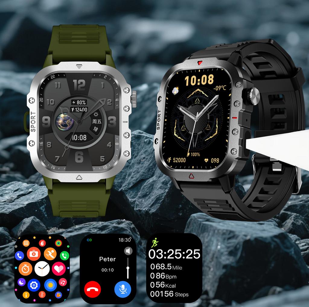 GPS Sport Smart Watch Waterproof Call Military Outdoor Flashlight Smartwatch Men Women Business Watches