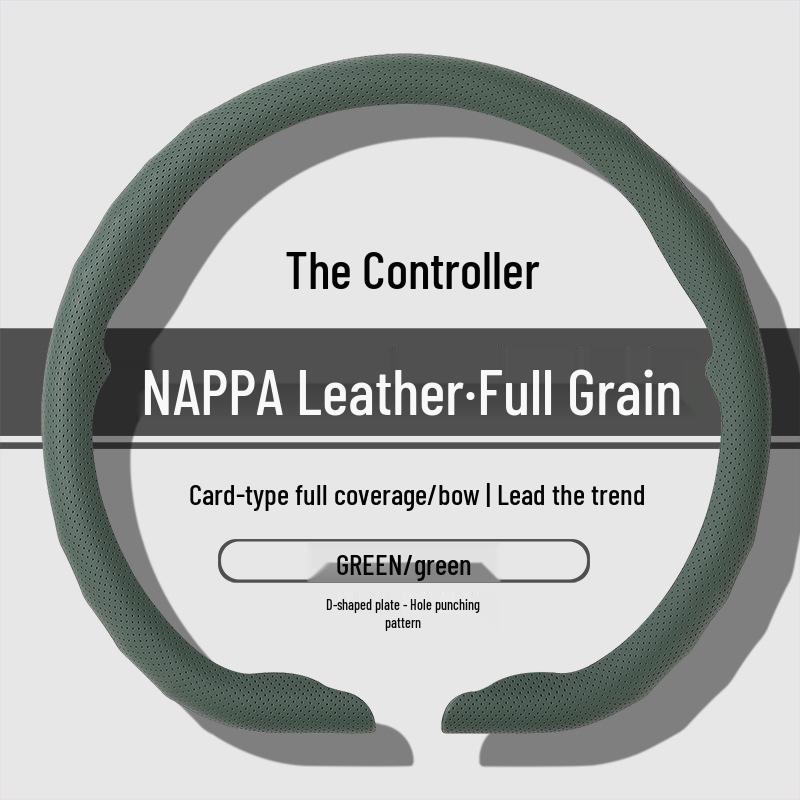 Premium Nappa Leather Steering Wheel Cover - Anti-Slip, Breathable, Ultra-Thin, All-Season