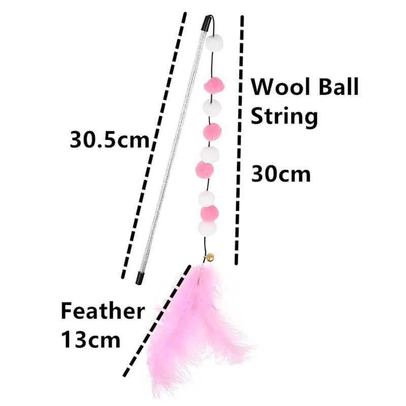 Cat Toy Wool Ball Cat Toys Interactive Teather Toys for Cats Sticks Colorful Plush Ball String Cats Toy with Bell Pet Supplies