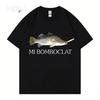 Mens Funny Bomb Defusing Fish Graphic T-Shirt Vintage Harajuku Style Short-Sleeve Tee with Mi Bomboclat Print Black Casual Streetwear for Relaxed