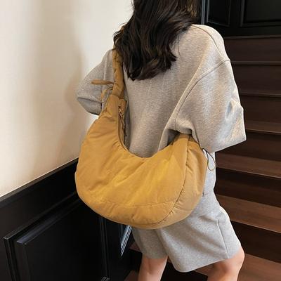 Sac à boulettes grande capacité nouveau sac à bandoulière pour femmes nylon sac butote sac bandoulière décontracté plissé sac messenger croissant
