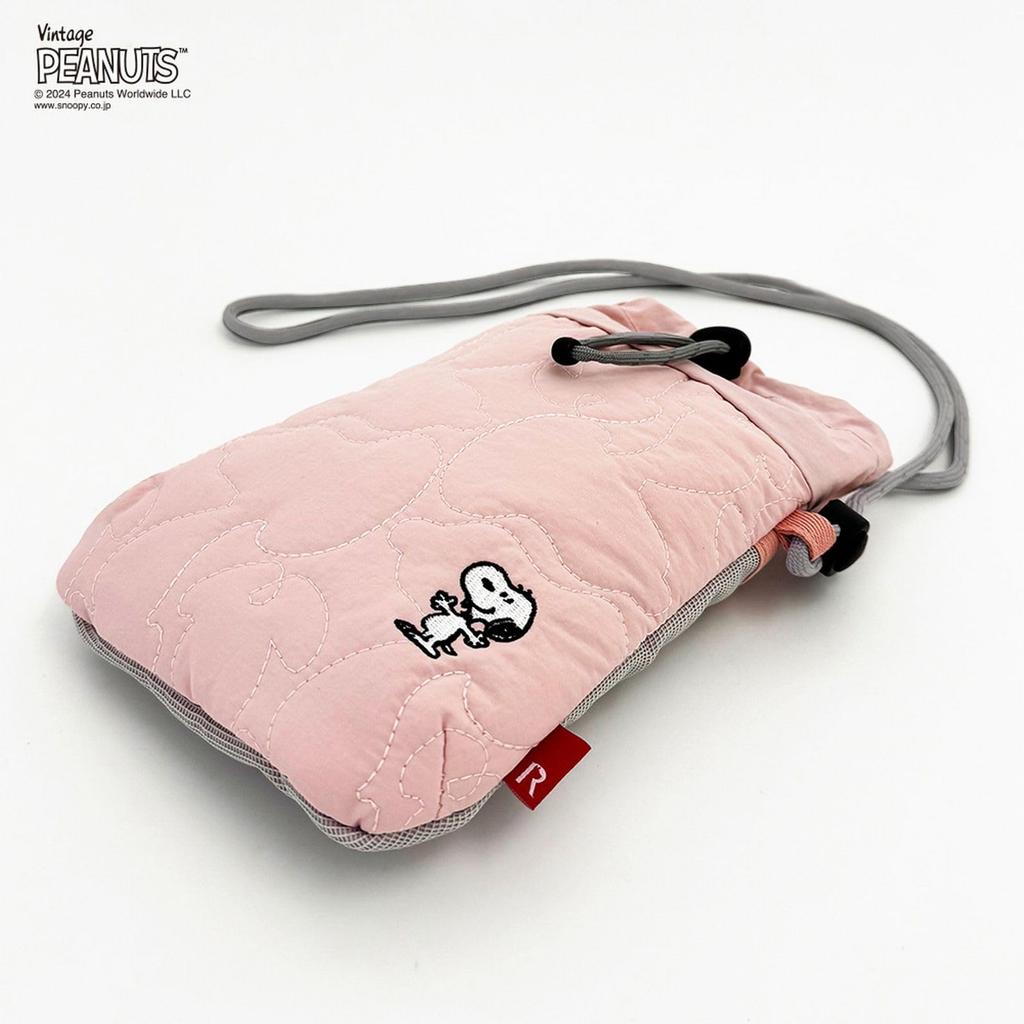 8405 Snoopy gesteppte Mini-Tasche mit Schultergurt IP BR Gesteppte Peanuts [Rootote] Stanzform (02 Beige)
