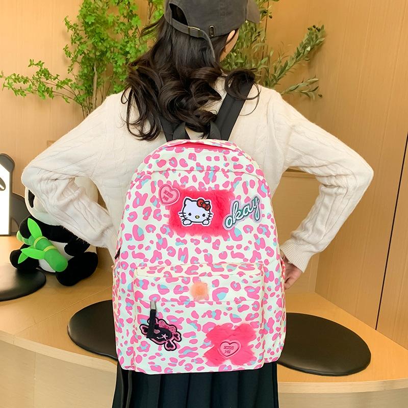 Cartoon Cute Casual Backpack for Middle School Students Large Capacity Fashionable Pink Soft Girl Backpack