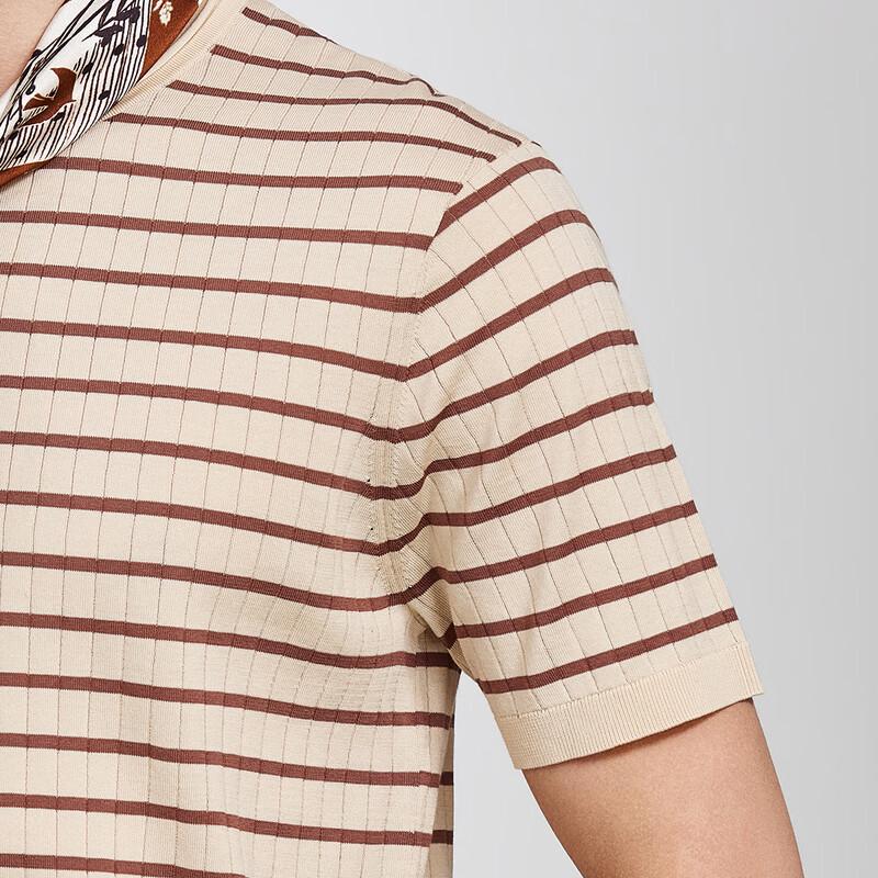 Men's Mulberry Silk & Lyocell Striped T-Shirt