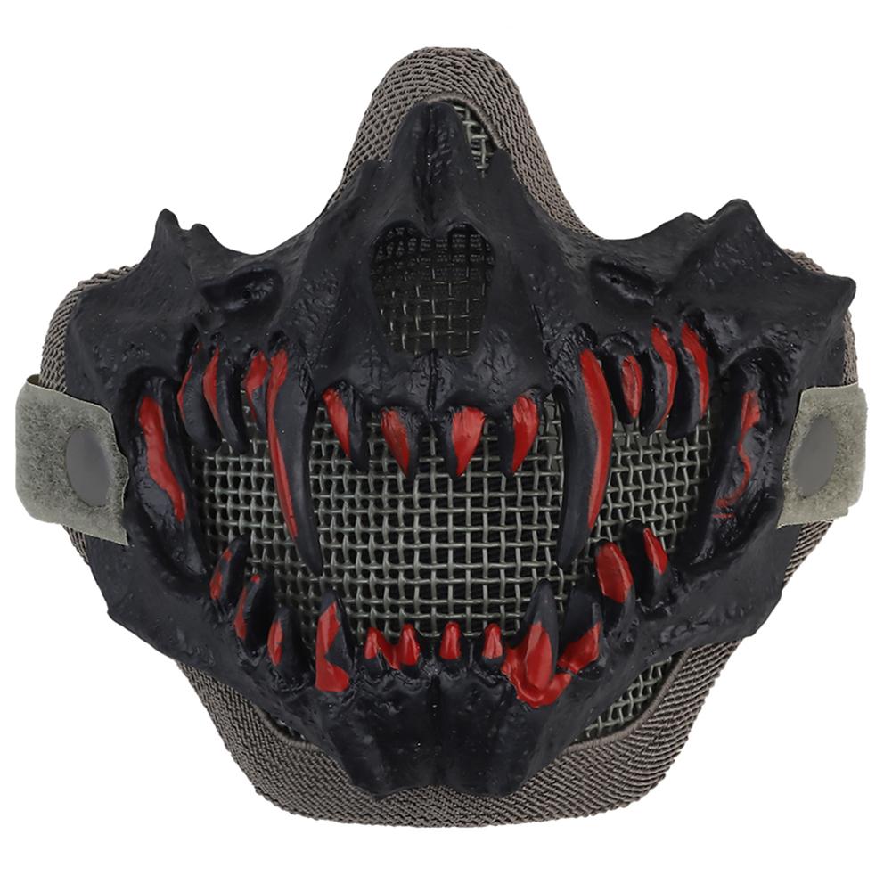 Maschera Facciale Mezza Faccia Zanne Festa Cosplay Airsoft Paintball Maschera Copertura Horror Halloween Costume Cosplay Maschera Accessori Festa