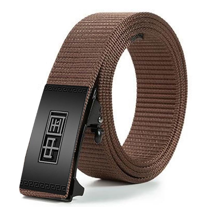 Men'S Toothless Automatic Buckle Woven Canvas Belt Belt Casual Nylon Tactical Pants Belt Military Training Outdoor Belt