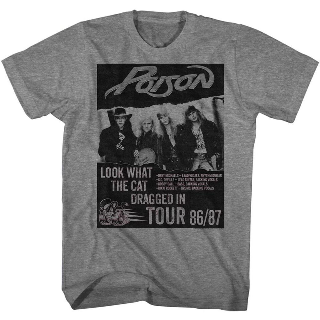 POISON Cd Lgo Look What the Cat Dragged In TOUR Official GREY SHIRT LRG New