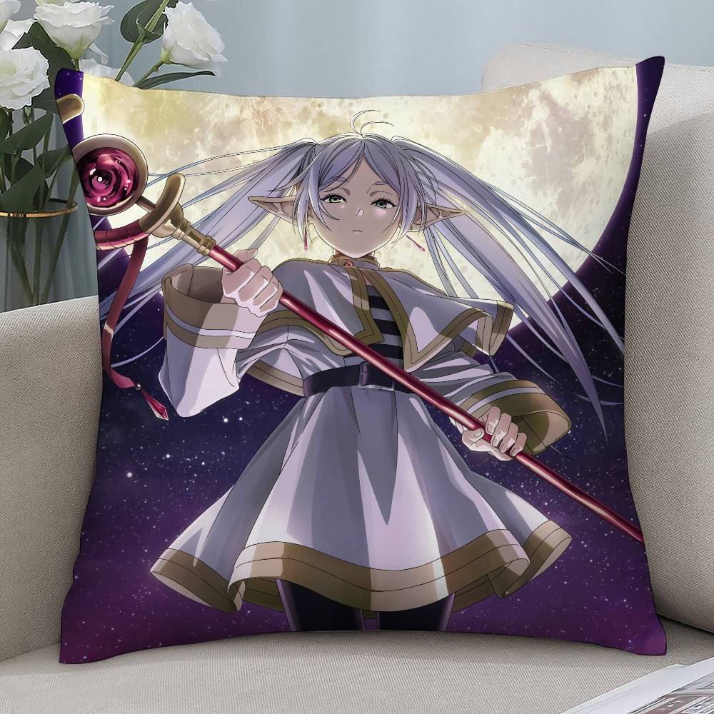 Anime F-Frieren Cute Girl Pillow Case Short Plush Double-sided Print Square Throw Pillow Covers Sofa Home Cushion Decor