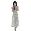 Women's French White Floral V-Neck Short-Sleeve Long Dress for Summer 2026 Beach Vacation