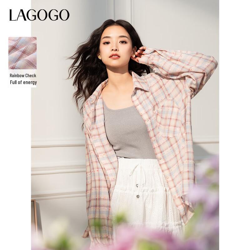LAGOGO 2025 New Style Women s Plaid Shirt XL