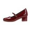 inner height increase soft sole red Mary Jane single shoes women's spring new one-word buckle thick heel elegant temperament high heels