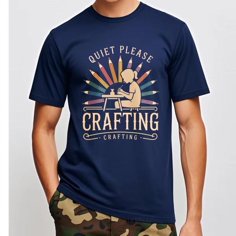 Travel Teenagers Oneck Tshirt Casual Quiet Please Crafting Artistic Design with Pencils Hiphop Boys Teeshirt Men Tshirt