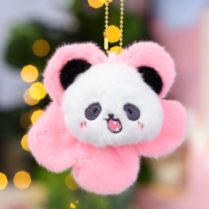 Cute Sunflower Panda Pendant Plush Toy Doll Giant Panda Bag Hanging Keychain