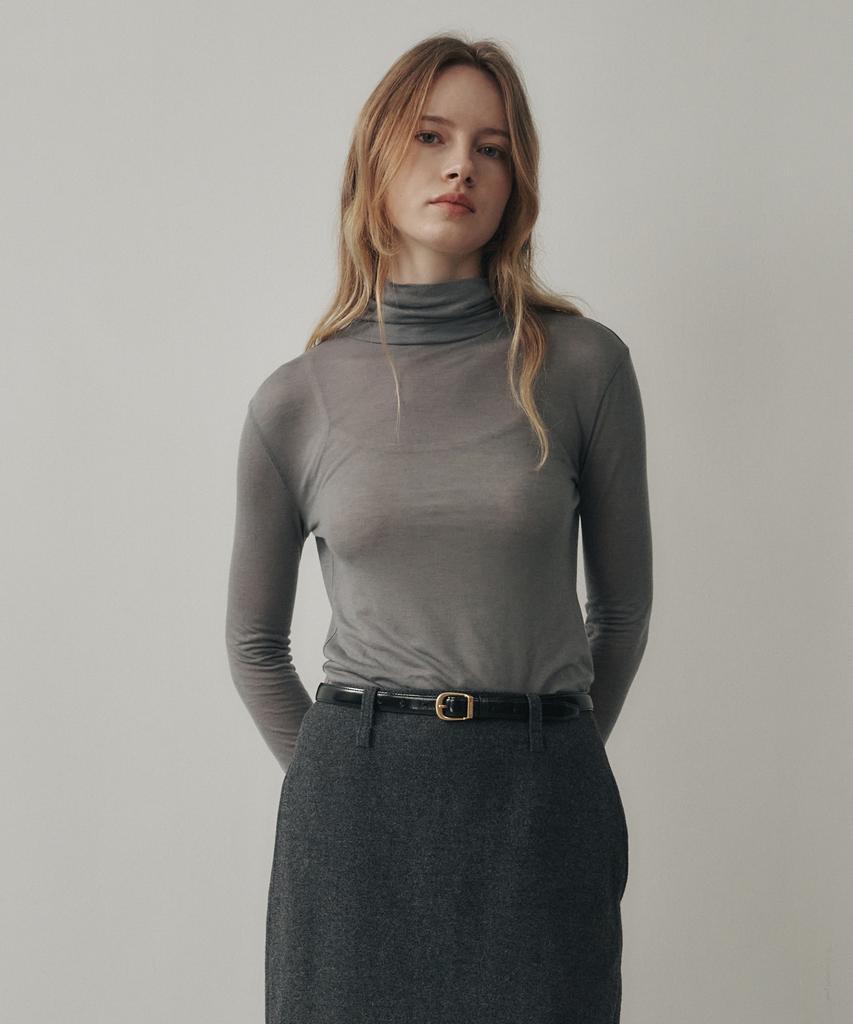Leumeme High Neck Essential T-Shirt Charcoal