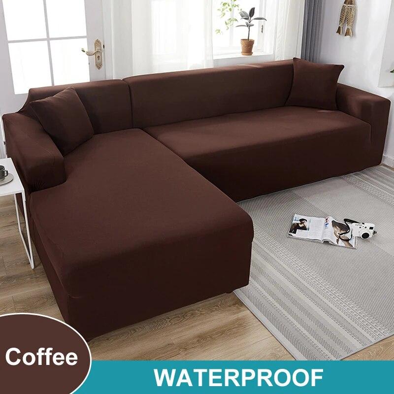 Waterproof Sofa Cover 1/2/3/4 Seater Sofa Cover for Living Room Elastic Solid L Shaped Corner Sofa Cover for Sofa Couch Armchair