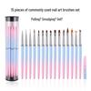 15-Piece Nail Art Pen Set: Line, Ombre, Carving, Painting, and Gel Brushes.