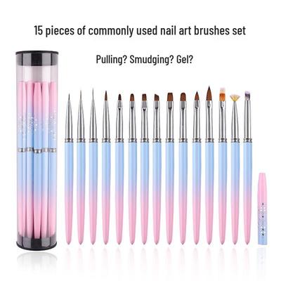 Set de 15 bolígrafos para decoración de uñas: Pinceles de Línea, Ombre, Tallado, Pintura y Gel.