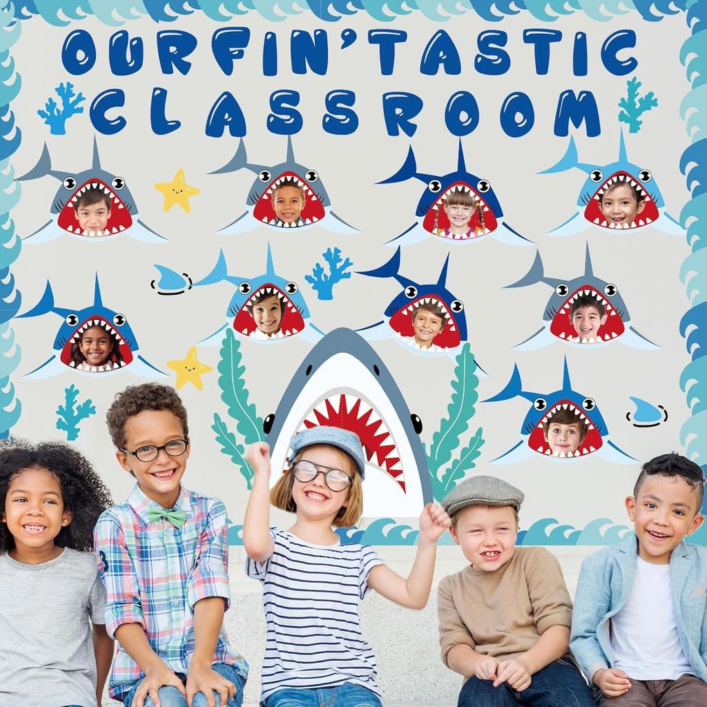 Summer Bulletin Board Kit Under The Sea Classroom Decorations Back to School DIY Photo Bulletin Board Set Ocean Theme Shark Paper Cutouts Decor for