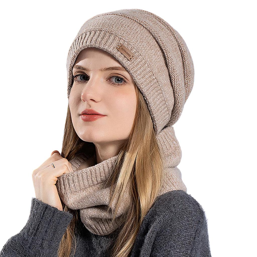 MOWO Knit Neck Warmer for Winter Cold Fluffy Fleece Slimming Knit Winter Soft and Perfect for and Skiing Women's [360-Degree Protection, Lining, Face]