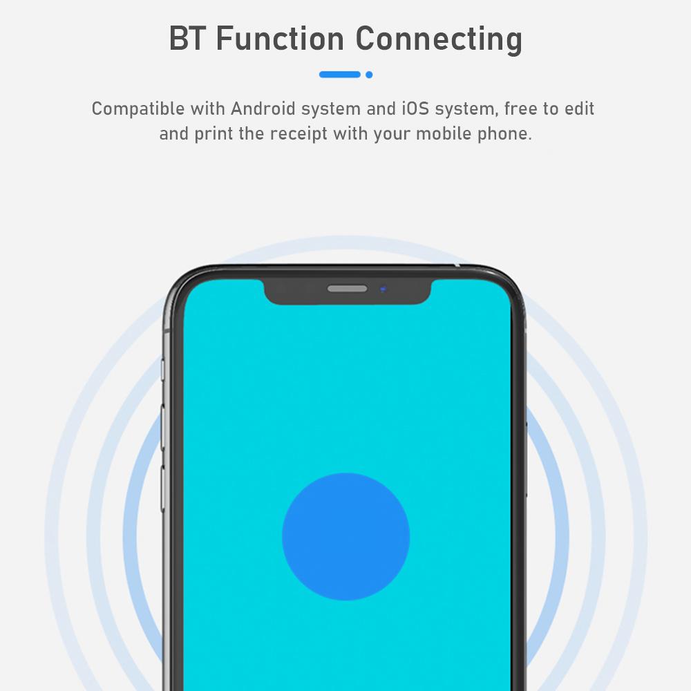 Wireless Barcode Printer USB BT Printer 58mm Desktop Thermal Receipt Printer with 1 Roll Paper Inside Support ESC Command