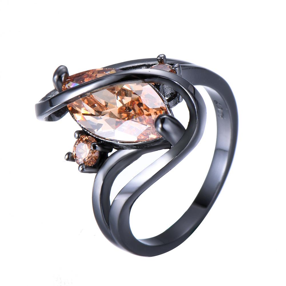 Black Gold S-shaped Zircon High-end Diamond-encrusted Ring for Men, Simple European and American Style Ring