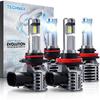 TECHMAX 9005+H11 Light Bulbs Combo, HB3+H8/H9 Fog Light Bulbs W/Fan 600% Bright 6500K Wireless Direct Ertion Plug And Play, Pack Of 4