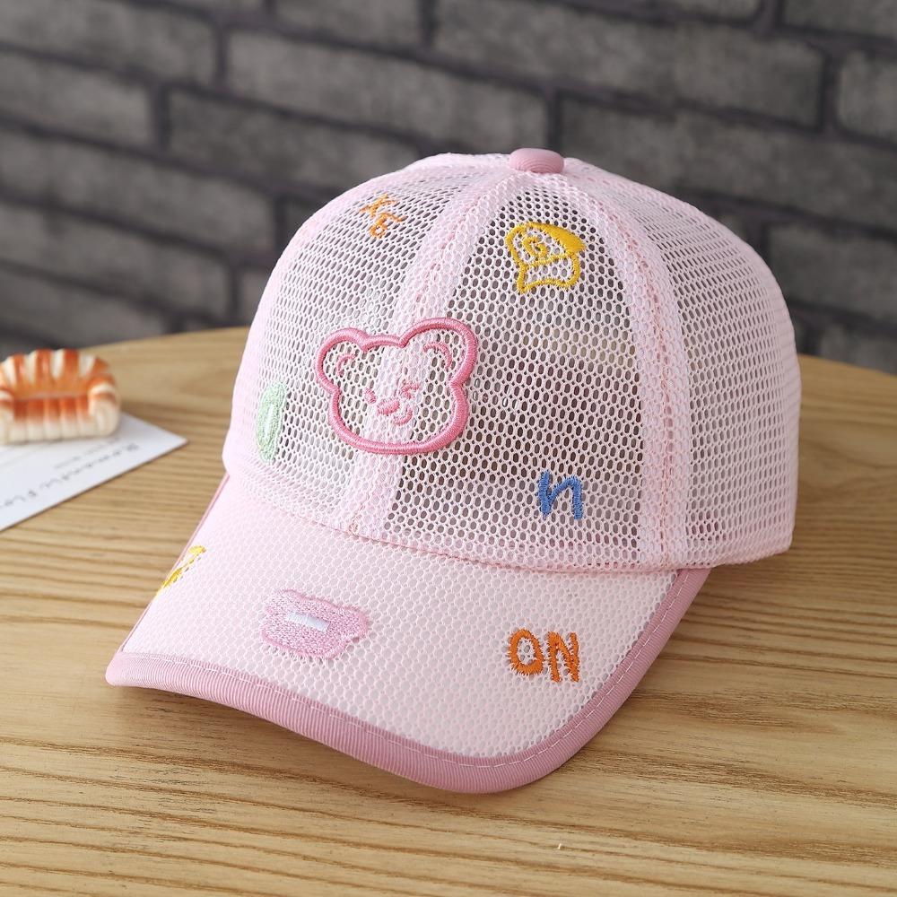 Cartoon Bear Baby Baseball Cap Mesh Breathable Sunshade Cap Cute Kid Sun Hat Boys Girls