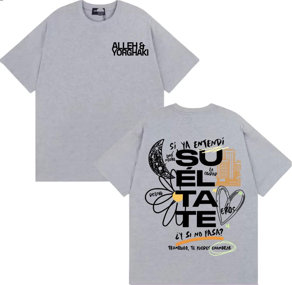 Alleh Yorghaki Su El Ta Te Letter Print Tshirts Unisex High Street Trending Oversized T Shirt Men Casual ONeck Cotton Tshirt