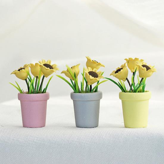 Miniature Sunflower Exquisite Imagination Cultivation Resin Doll House Mini Sunflower for Children