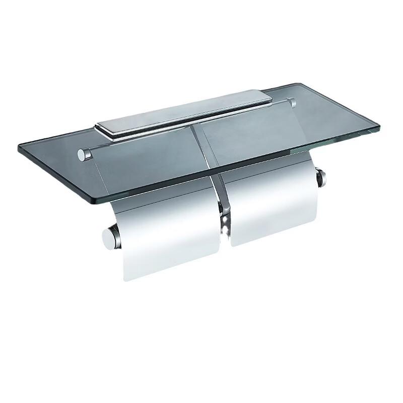 Stainless Steel Double Toilet Paper Holder with Hook