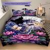 3pcs Wolf Lotus Flower Duvet Cover Set - Includes 1 Duvet Cover and 2 Pillowcases, No Quilt Core, All-Season Home Decor yy251111004
