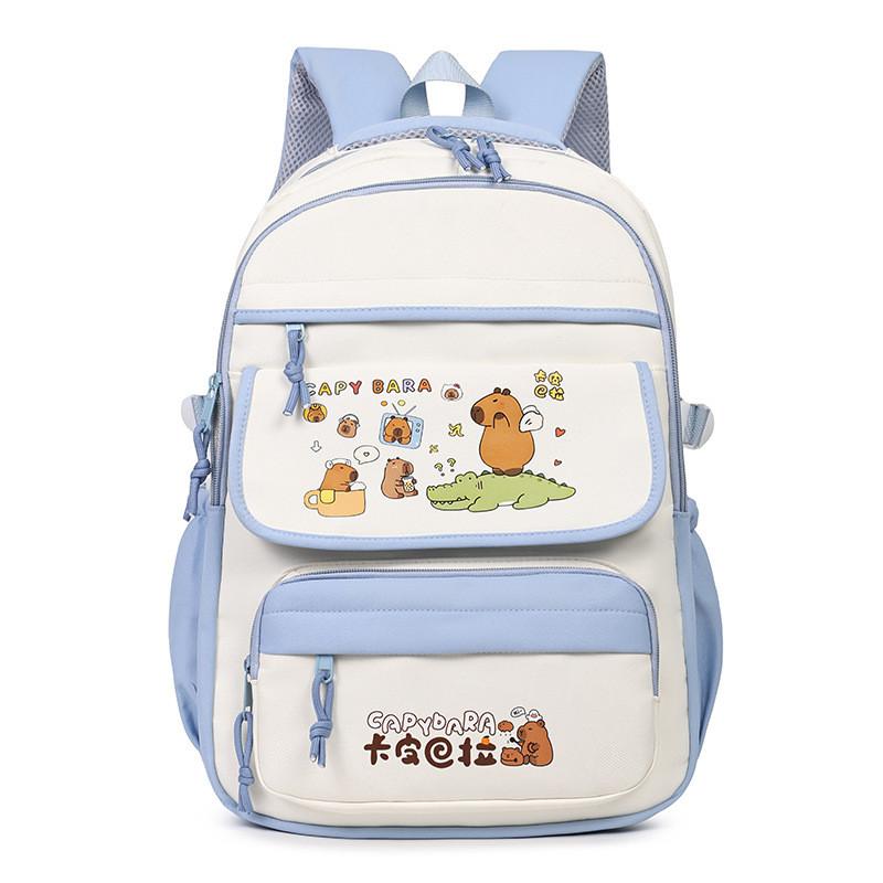 Capybara Kids Backpack With Cartoon Pattern And Lightweight Oxford Fabric For School Use