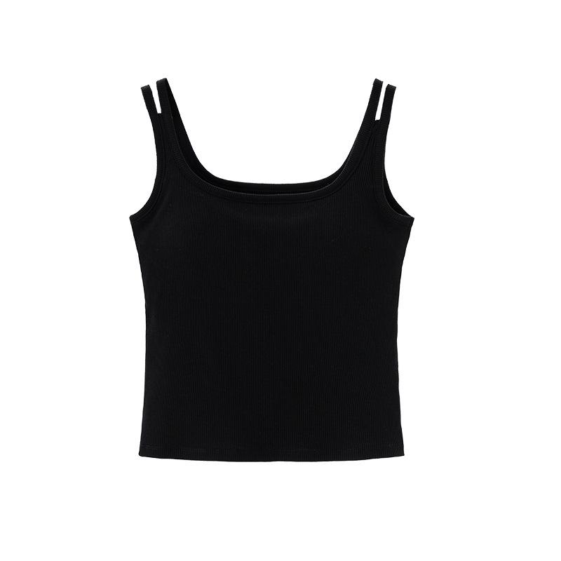 

1314 Women s Spaghetti Strap Tank Top with Built-in Bra, Side Coverage, Beautiful Back Design, White Base Layer Medium