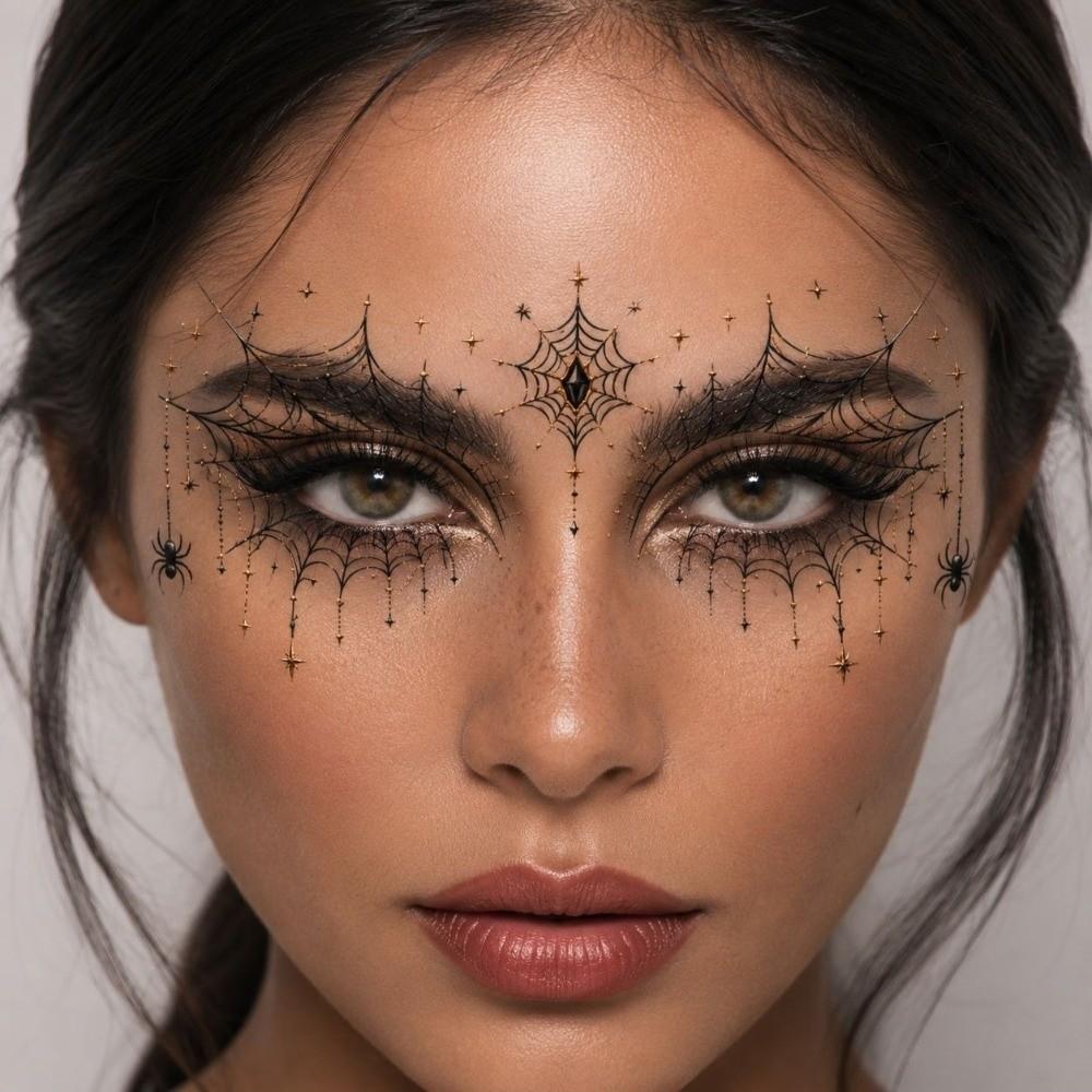 10 Sheets Halloween Theme Face Temporary Tattoos Gothic Style DIY Eyes Makeups Costume Party