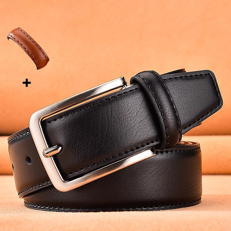 

Ремень мужской, мужской двухсторонний ремень кожаный деловой повседневный ремень из коровьей кожи 120cm