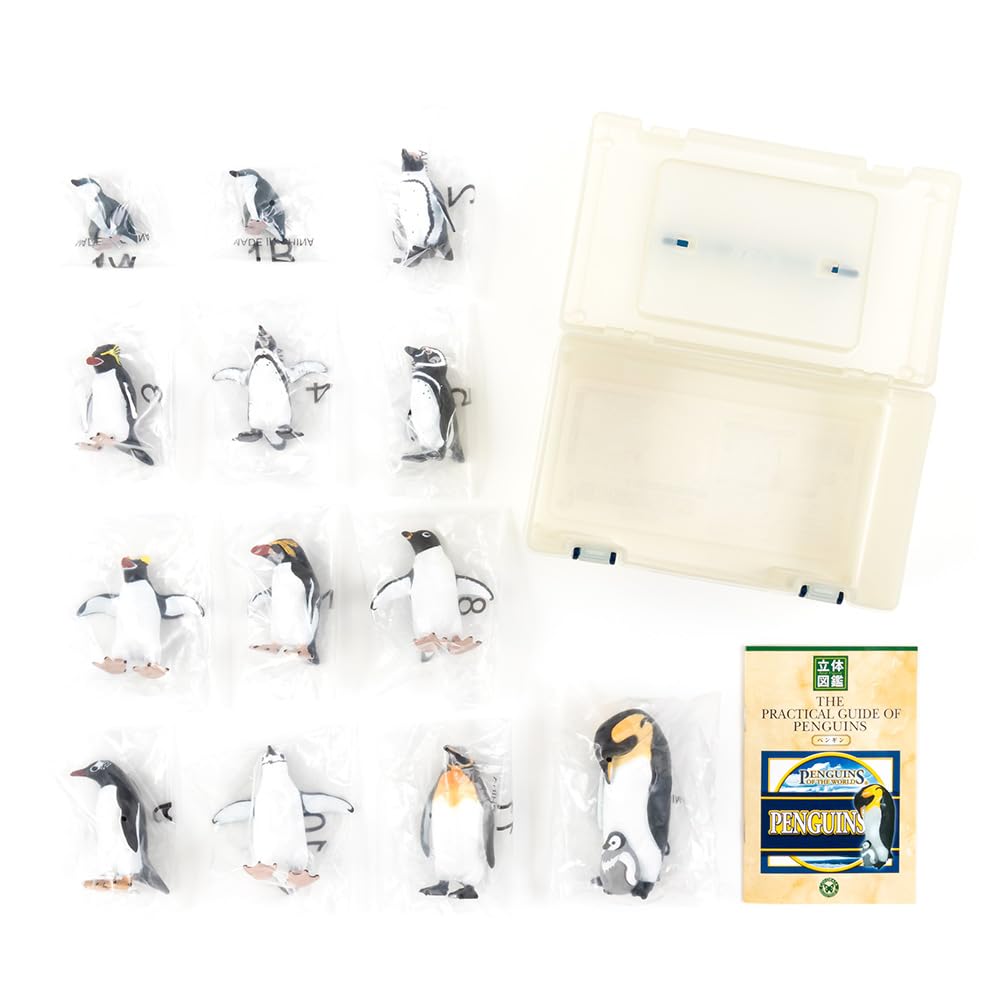 COLORATA Penguin 3D Picture Book 13 Pieces Explanation Real Figure Birthday Present Gift Sanitation Law Figure Penguin Christmas Present (12 Types, /