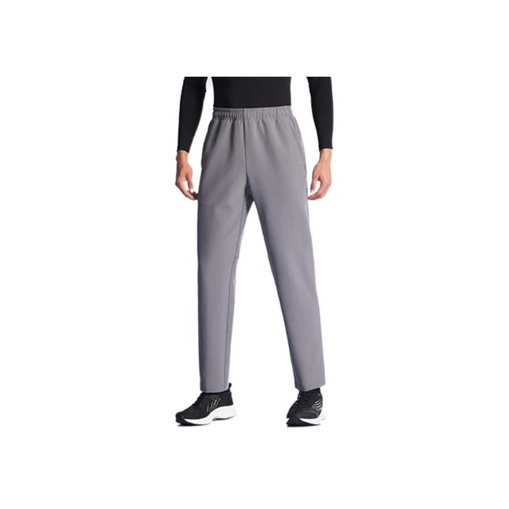 Anta Solid Color Drawstring High Waist Straight Leg Sports Pants Men pants Gray 152247512S-2