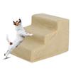 3 Steps Pet Dog Cat Stairs Ramp Ladder with Removable Cover for High Bed(Beige)
