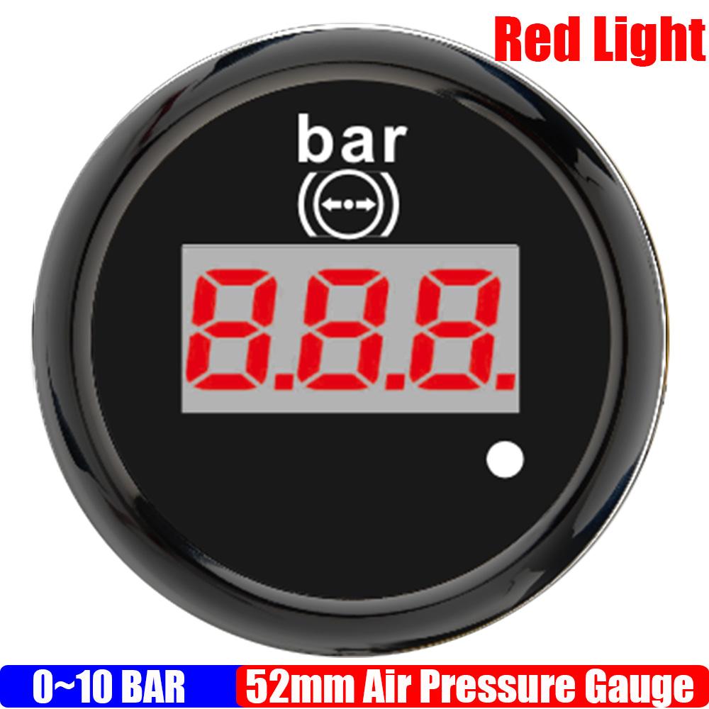 Rückbeleuchteter 52mm Luftdruckmesser mit Warnanzeige Digitaler Luftdruckmesser für Auto Auto Boot Marine Yacht DC12V24V