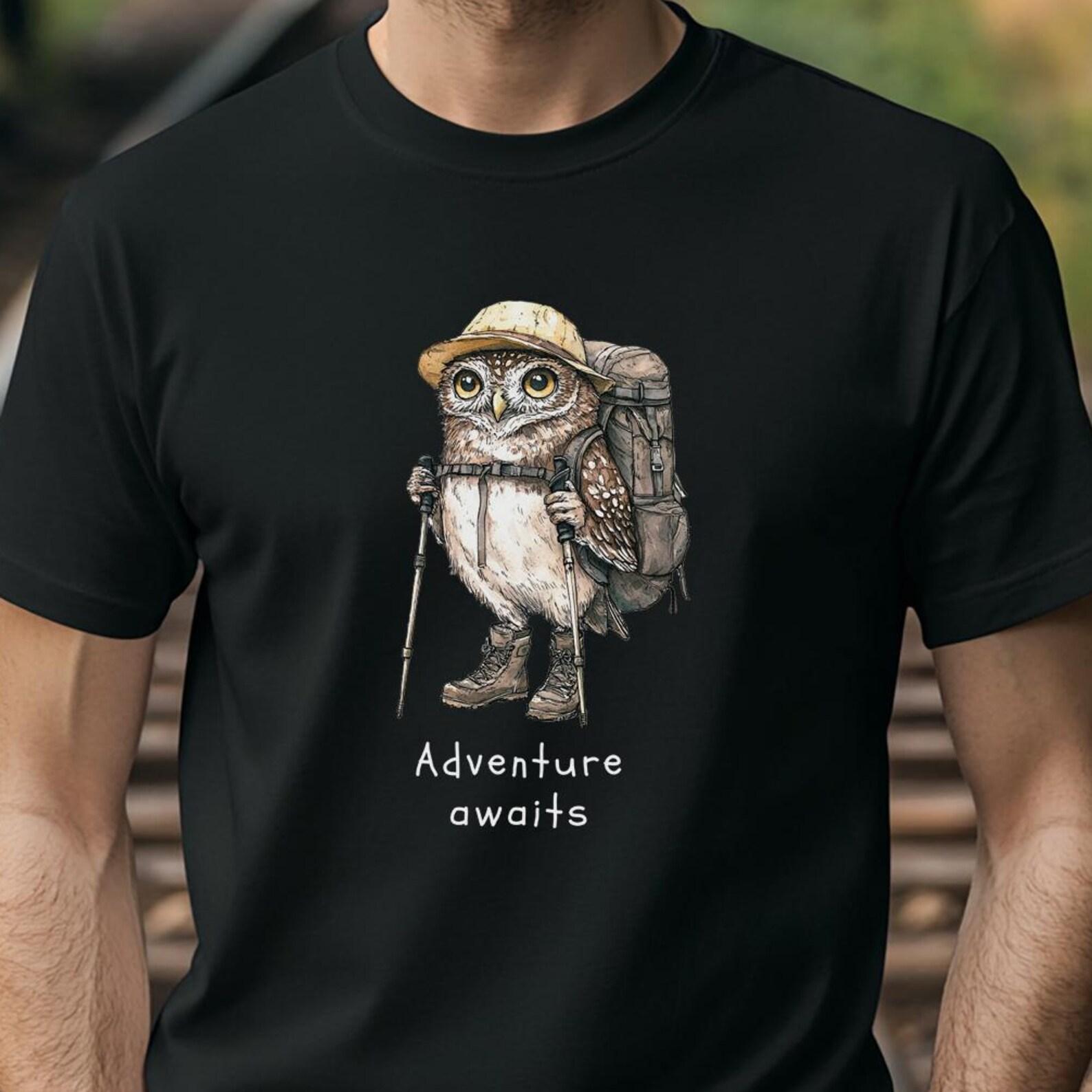Funny Owl T-Shirt, Hiking Shirt, Nature Lover Gift, Bird Lover, Ornithologist, Gift For Him, Forester Shirt, Forest Animal Shirt S
