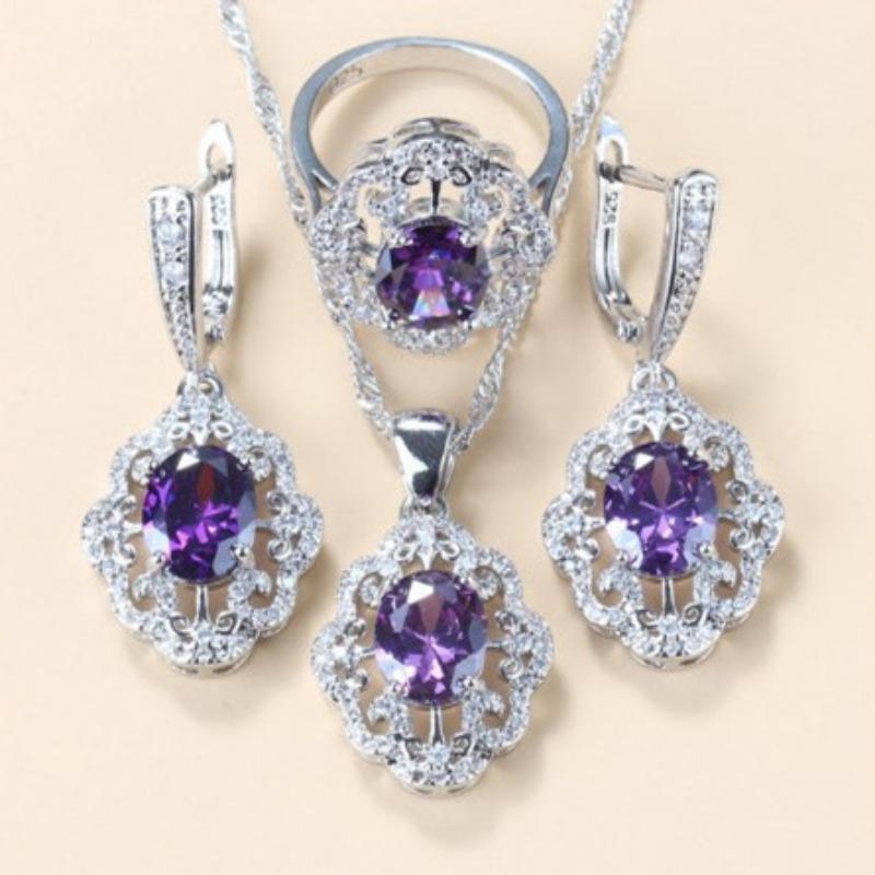 

Комплект украшений из драгоценных камней, подвеска, серьги, ожерелье, кольцо, женский комплект 10#